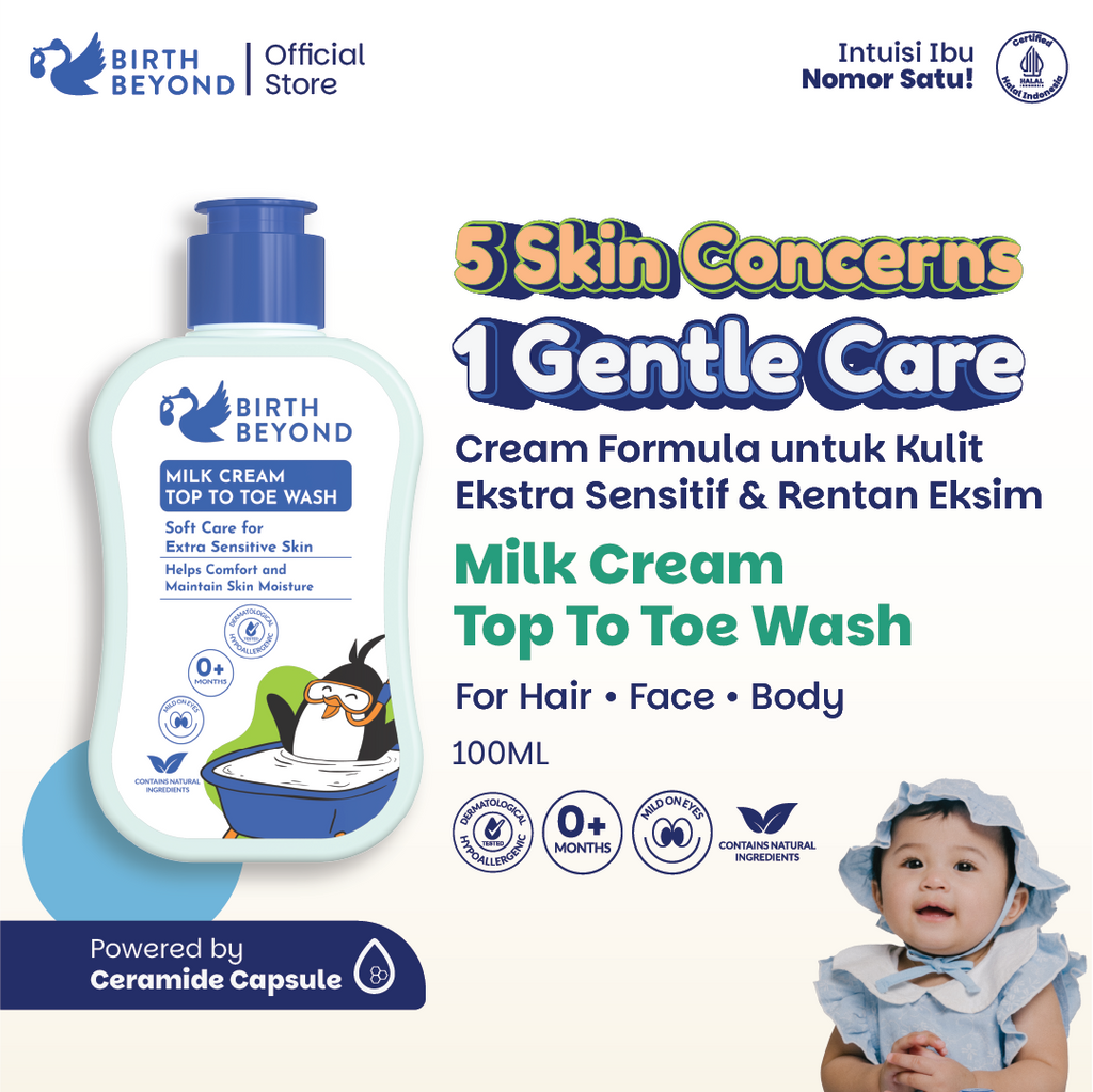 Birth Beyond Milk Cream Top To Toe Wash 100ml untuk Badan Kulit Sensitif