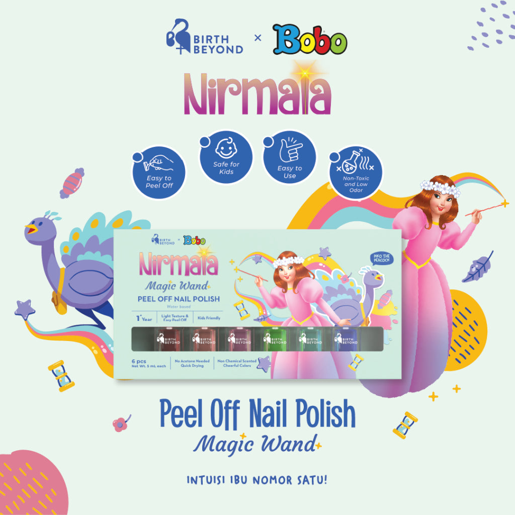 Birth Beyond X BOBO - Peel Off Nail Polish Nirmala Magic Wand @5ml x 6pcs - Kutek Anak