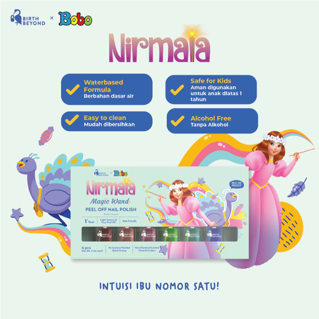 Birth Beyond X BOBO - Peel Off Nail Polish Nirmala Magic Wand @5ml x 6pcs - Kutek Anak