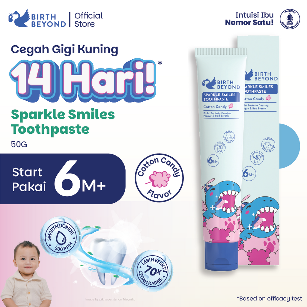 Birth Beyond Sparkle Smiles Toothpaste 50g – Pasta Gigi Anak 6M+ Smartfluoride 500 PPM