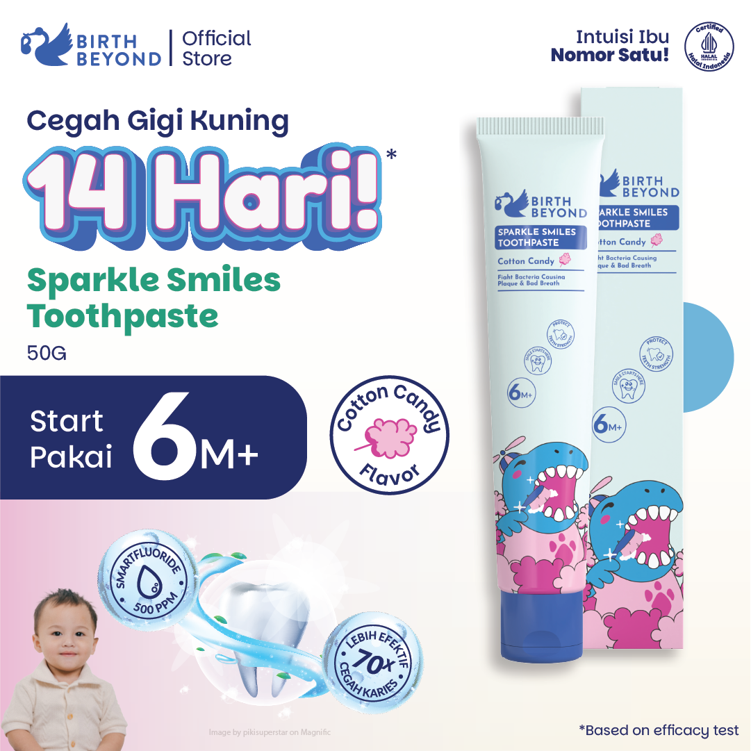 Birth Beyond Sparkle Smiles Toothpaste 50g – Pasta Gigi Anak 6M+ Smartfluoride 500 PPM