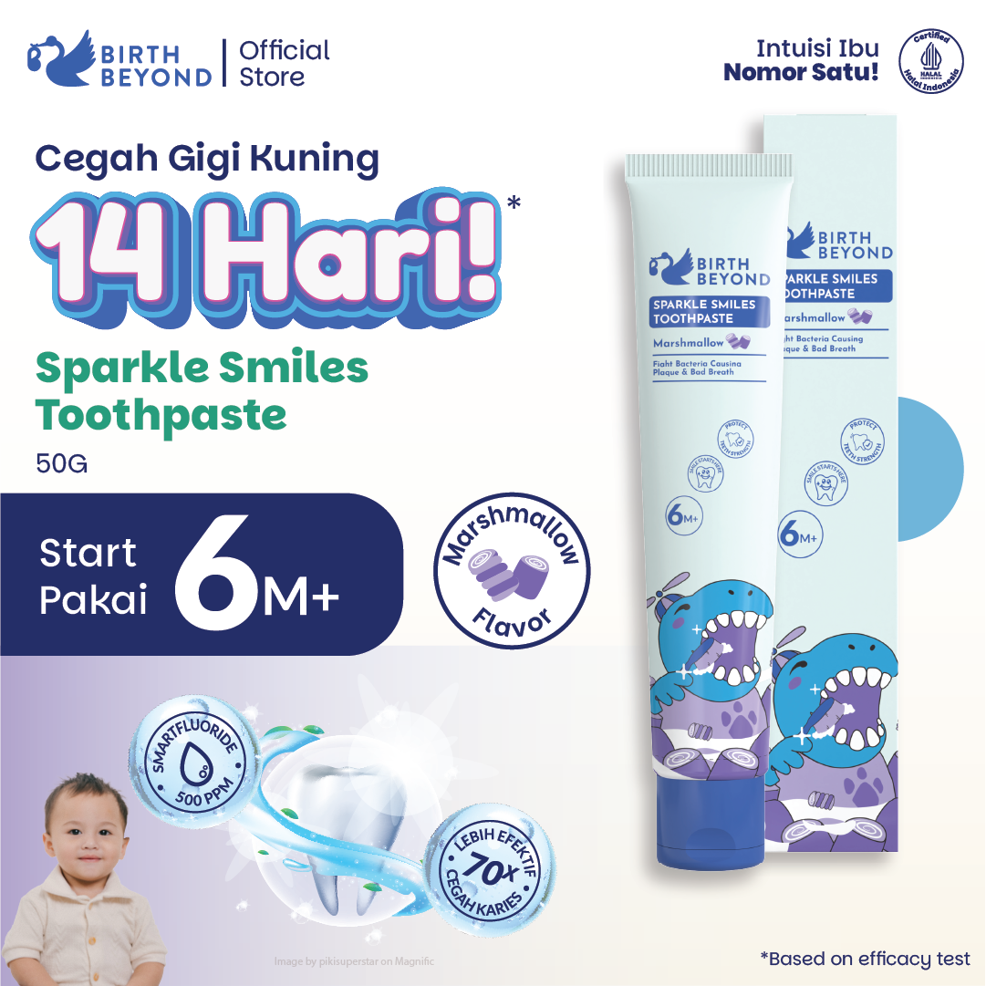 Birth Beyond Sparkle Smiles Toothpaste 50g – Pasta Gigi Anak 6M+ Smartfluoride 500 PPM