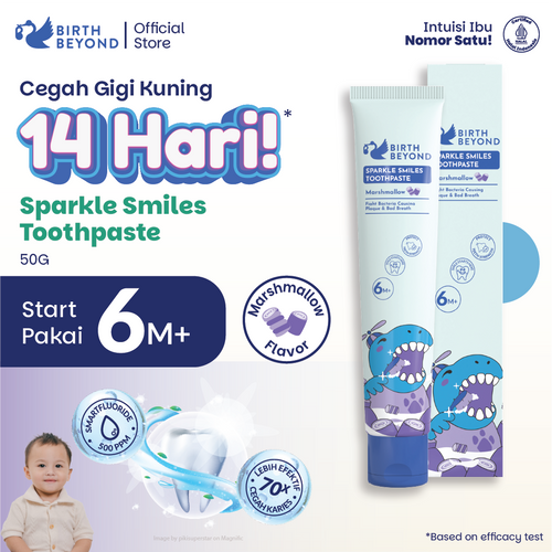 Birth Beyond Sparkle Smiles Toothpaste 50g – Pasta Gigi Anak 6M+ Smartfluoride 500 PPM