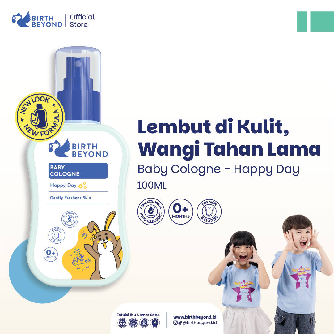 Birth Beyond Cologne Happy Day 100ml - Cologne Parfume Bayi Anak dengan Penthanol B5, Chamomile Extract, 0% Alcohol, Non Toxic Formula, Non Paraben