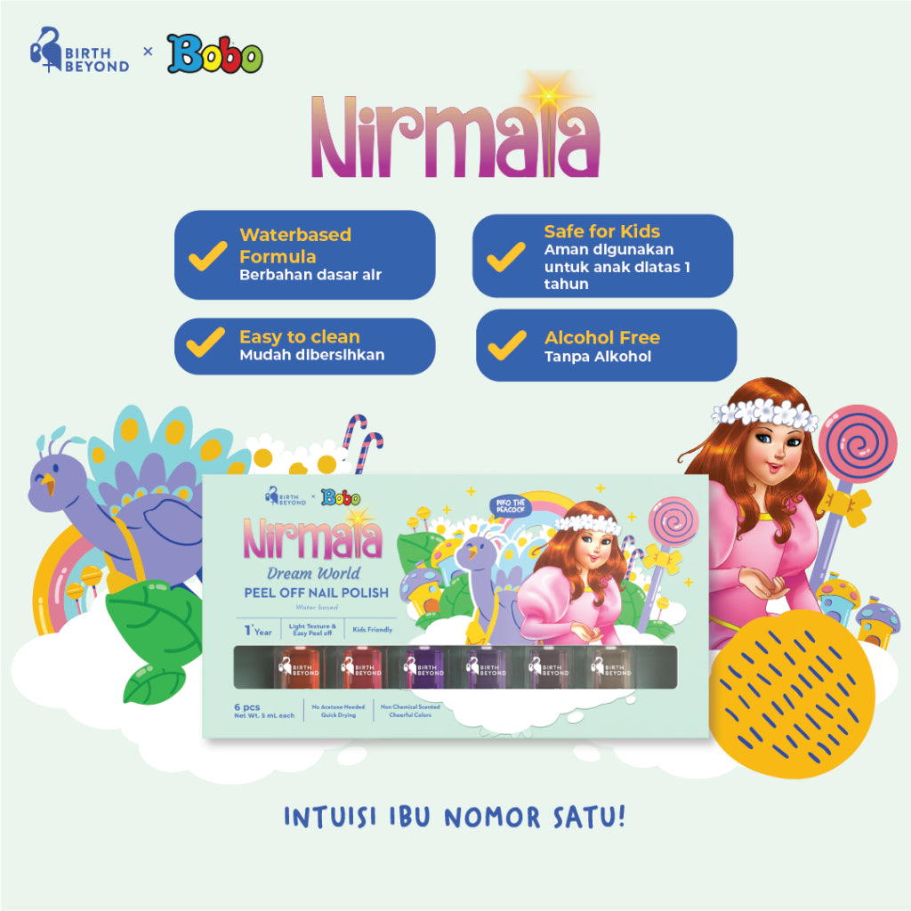 Birth Beyond X BOBO - Peel Off Nail Polish Nirmala Dream World @5ml x 6pcs - Kutek Anak
