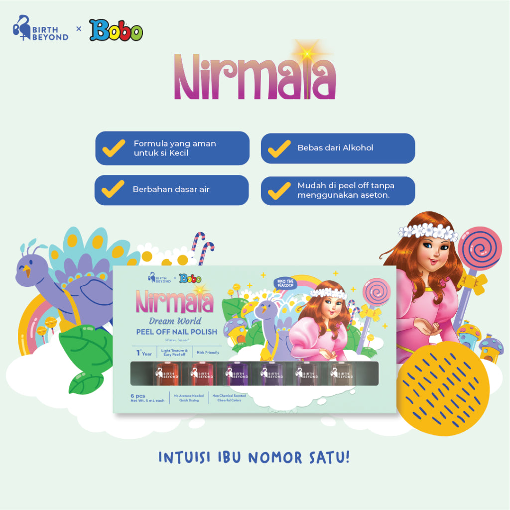 Birth Beyond X BOBO - Peel Off Nail Polish Nirmala Dream World @5ml x 6pcs - Kutek Anak