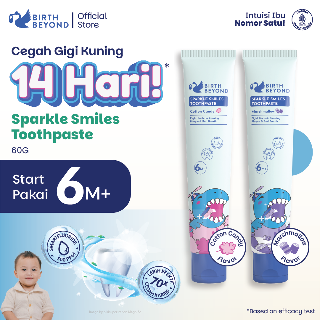 Birth Beyond Sparkle Smiles Toothpaste 50g – Pasta Gigi Anak 6M+ Smartfluoride 500 PPM