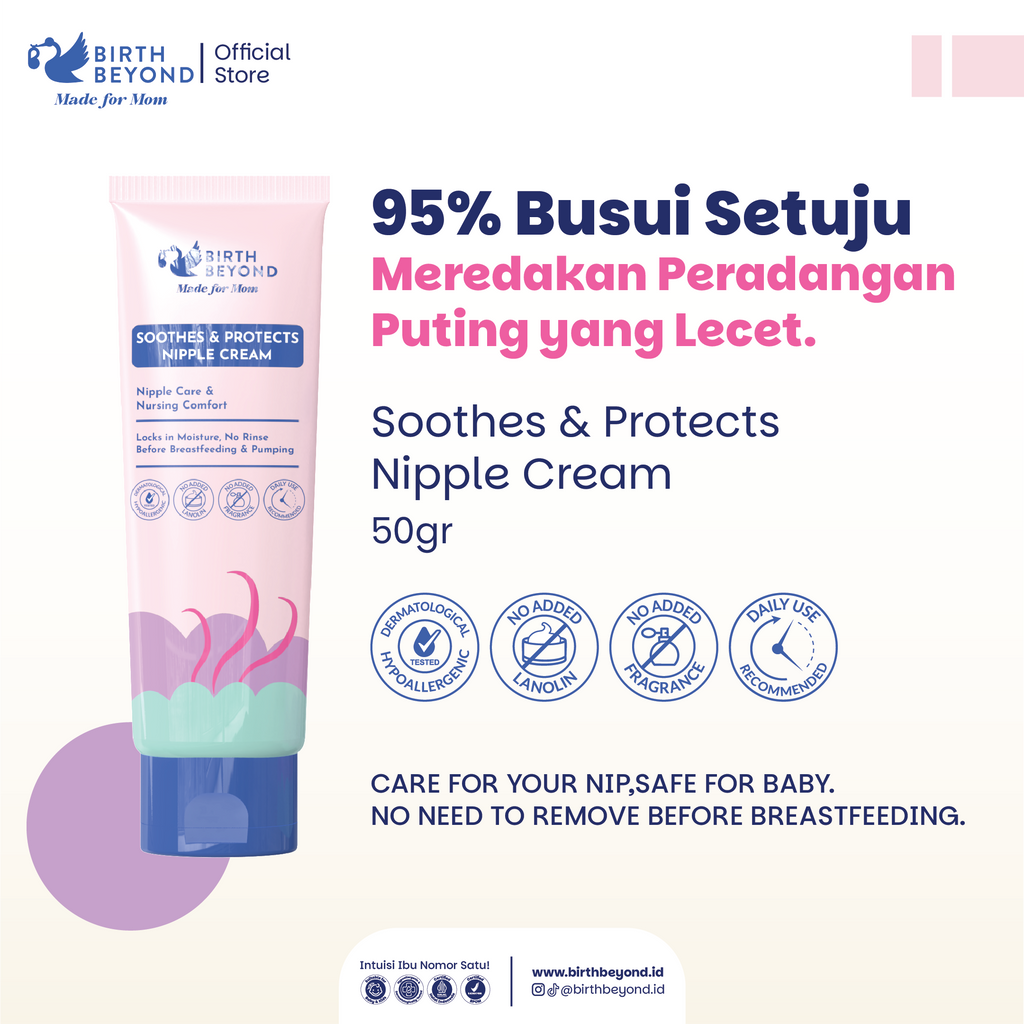 [BUY 1 GET 1] Birth Beyond Soothes & Protects Nipple Cream – Krim Puting Ibu Menyusui untuk Menenangkan & Melembapkan Puting Lecet, Aman Tanpa Bilas, Multifungsi Bisa untuk Pumping, Lip & Hand Care dengan Olive Oil, Tsubaki Oil & Shea Butter
