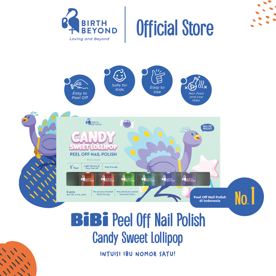Birth Beyond Peel Off Nail Polish Sweet Lollipop @5ml x 6pcs - Kutek Anak