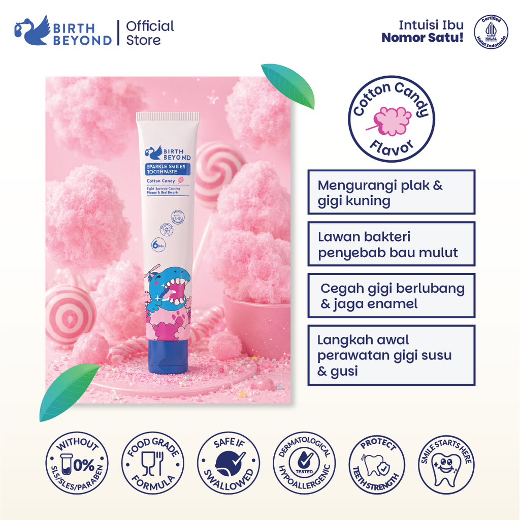 Birth Beyond Sparkle Smiles Toothpaste 50g – Pasta Gigi Anak 6M+ Smartfluoride 500 PPM