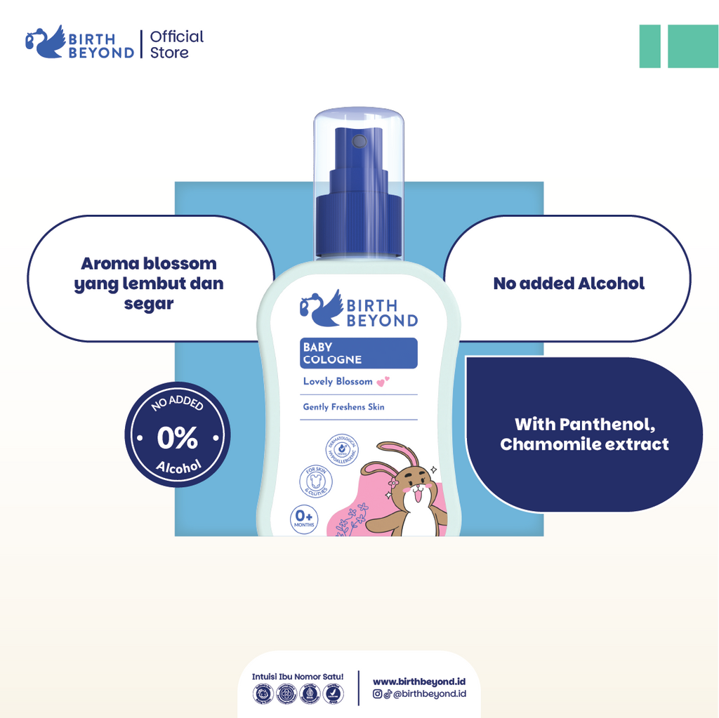 [BUY 1 GET 1] Birth Beyond Cologne Lovely Blossom 100ml | Cologne Bayi Anak Penthanol B5, Chamomile Extract | Parfum Bayi Anak | 0% Alcohol | Tanpa Paraben | Non Toxic Formula