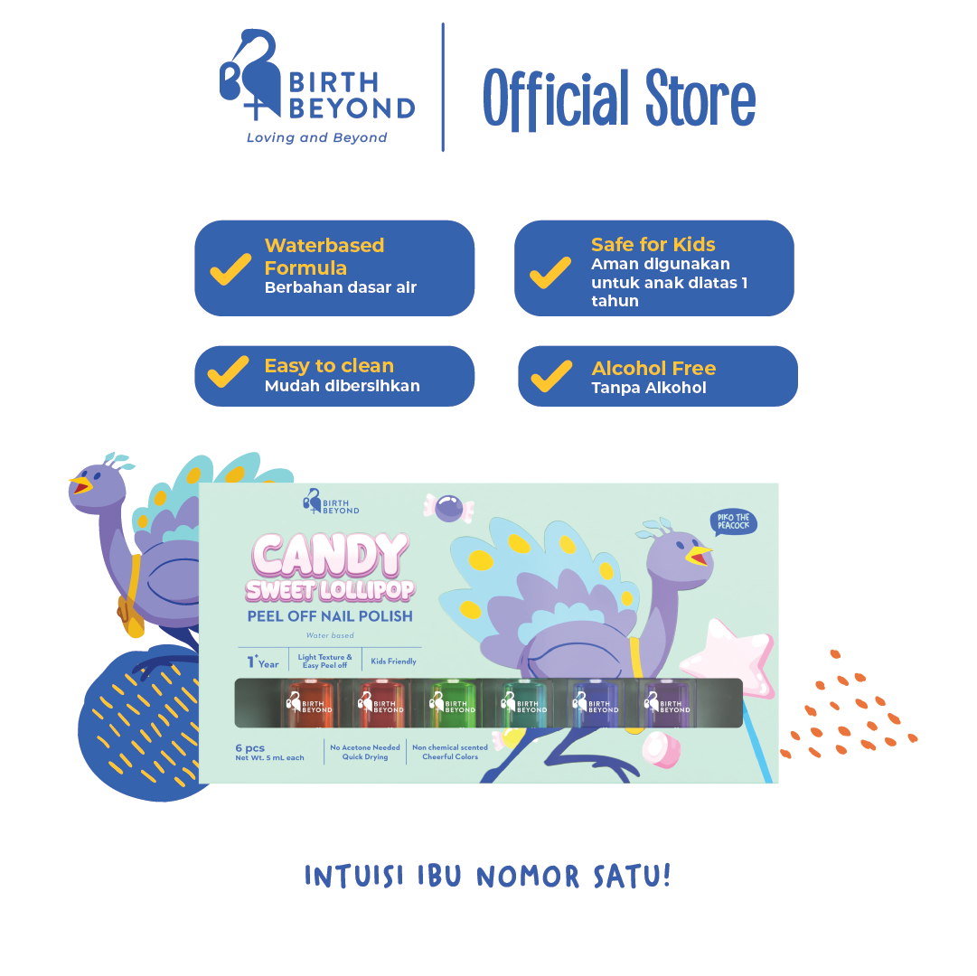 Birth Beyond Peel Off Nail Polish Sweet Lollipop @5ml x 6pcs - Kutek Anak