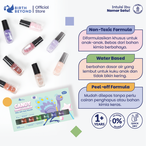 Birth Beyond Peel Off Nail Polish Sweet Lollipop @5ml x 6pcs - Kutek Anak