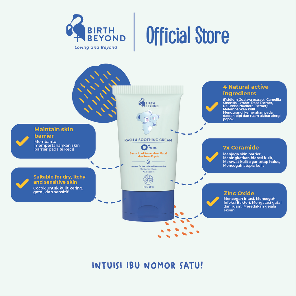 [BUY 1 GET 1] BIRTH BEYOND - Rash and Soothing Cream 50G| Krim Pereda Ruam, Anti Iritasi dan Gatal untuk Bayi