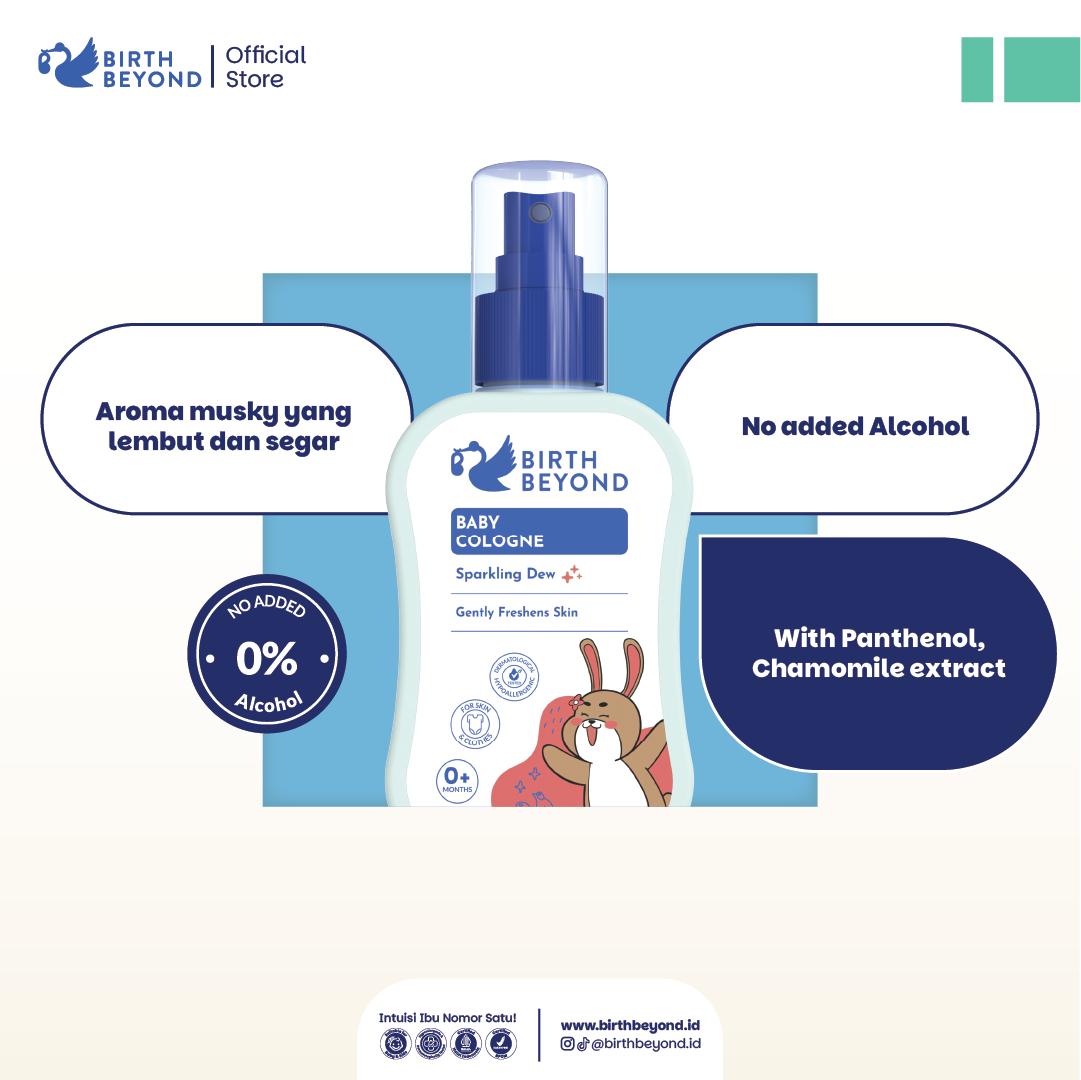 Birth Beyond Cologne Sparkling Dew 100ml - Cologne Parfume Bayi Anak dengan Penthanol B5, Chamomile Extract, 0% Alcohol, Non Toxic Formula, Non Paraben