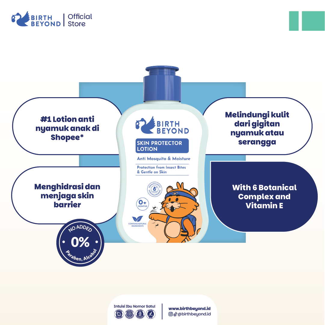 Birth Beyond - Skin Protector Lotion 100m | Lotion Anti Nyamuk Bayi Anak | 8 Jam Melindungi Kulit dari Gigitan Nyamuk dan Serangga | 6 Botanical Complex and Vitamin E