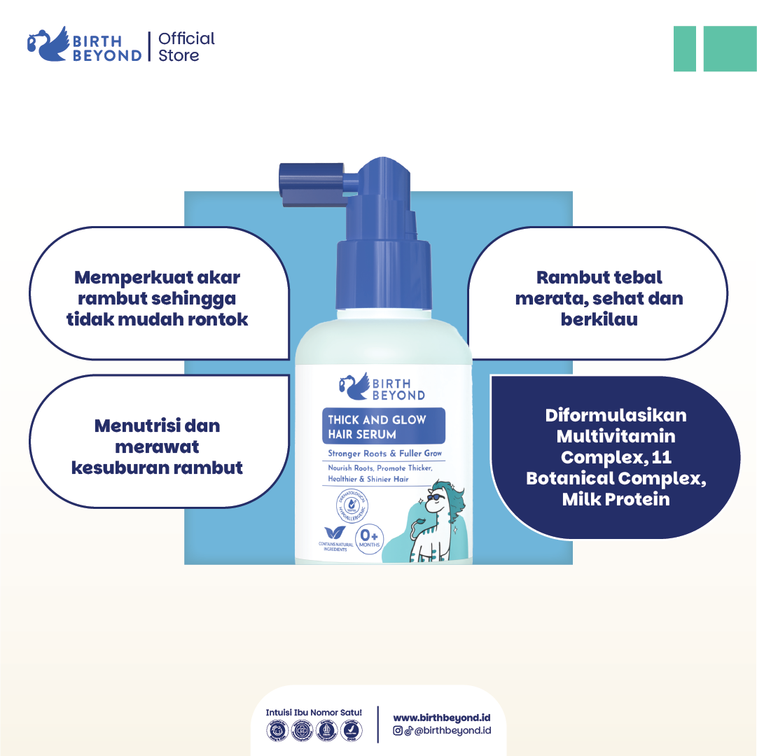 Birth Beyond Hair Serum 100ml - Serum Penumbuh Penyubur Rambut Baby Newborn Anak - Meratakan Pertumbuhan Rambut dengan Panax Ginseng, Multivitamin, Milk Protein dan 11 Botanical Complex