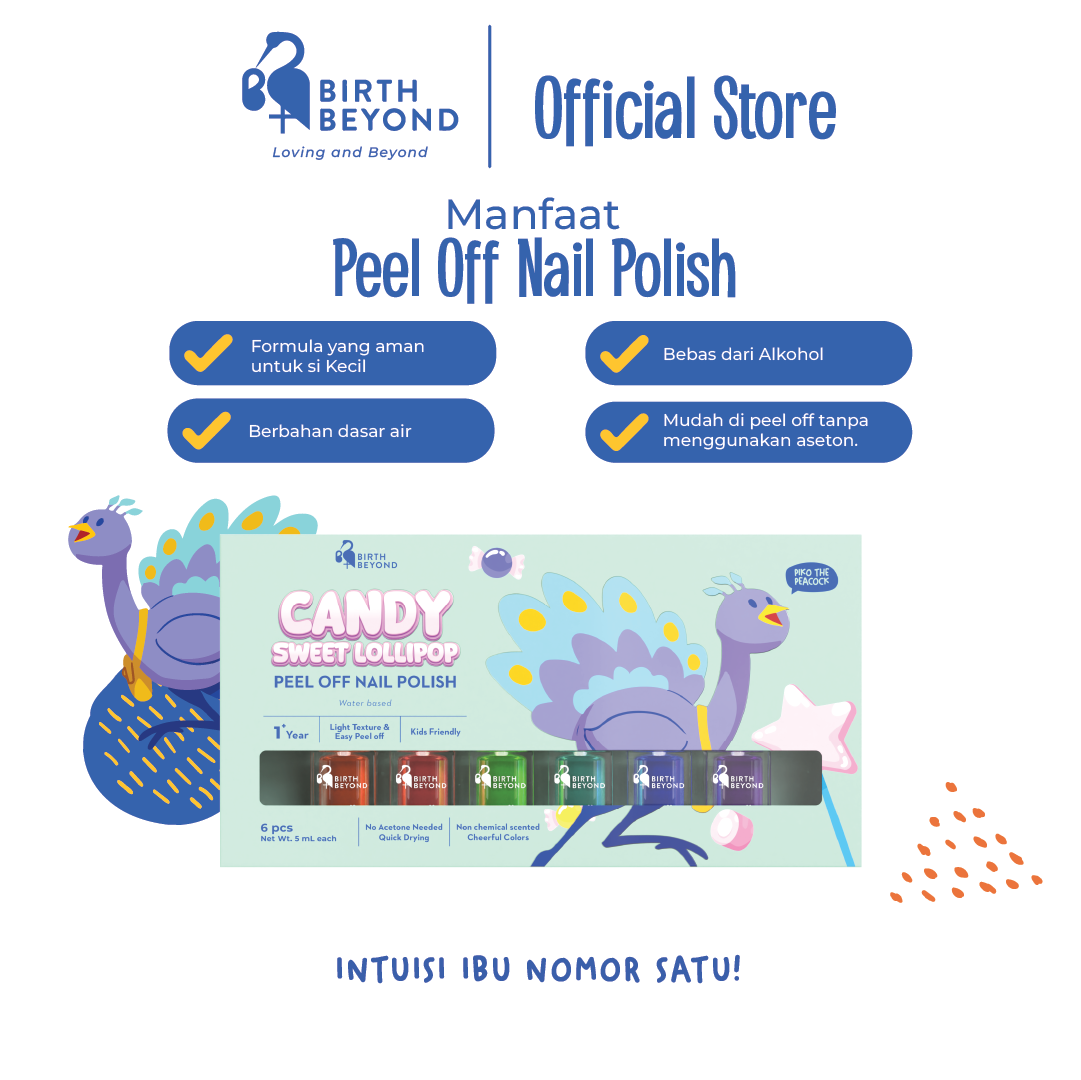 Birth Beyond Peel Off Nail Polish Sweet Lollipop @5ml x 6pcs - Kutek Anak