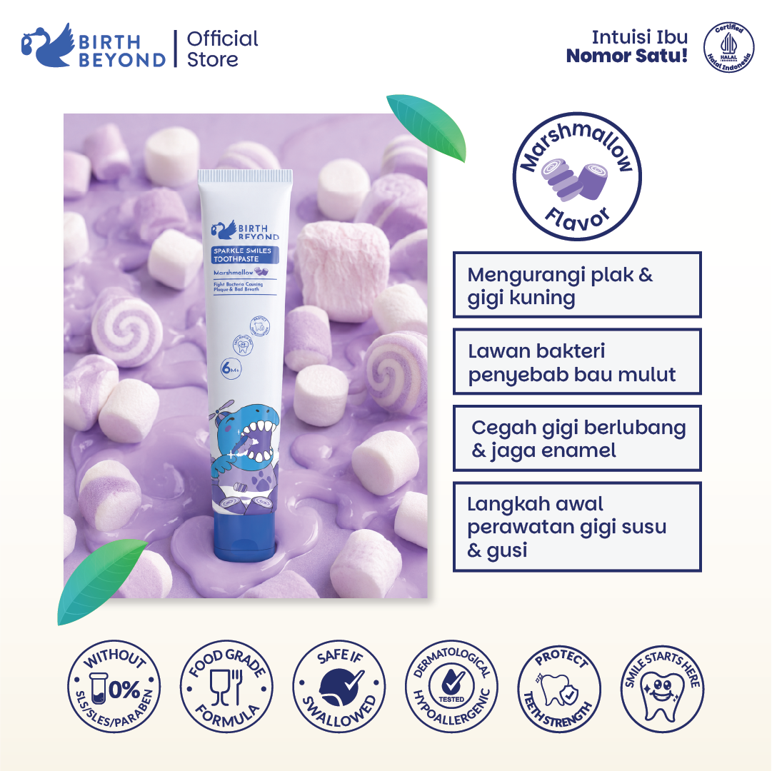 Birth Beyond Sparkle Smiles Toothpaste 50g – Pasta Gigi Anak 6M+ Smartfluoride 500 PPM