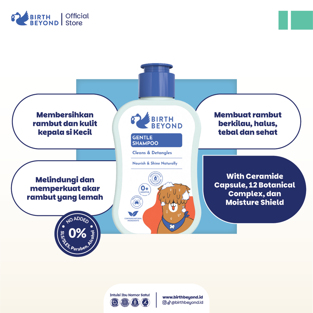 [BUY 1 GET 1] Birth Beyond - Gentle Shampoo 100ml | Shampoo Bayi Anak untuk Kulit Kepala Sensitif | Dengan Ceramide Capsules dari Korea | No SLS/SLES, Paraben, Alcohol | Membersihkan dan Menebalkan Rambut