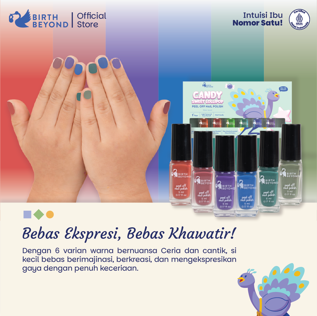 Birth Beyond Peel Off Nail Polish Sweet Lollipop @5ml x 6pcs - Kutek Anak