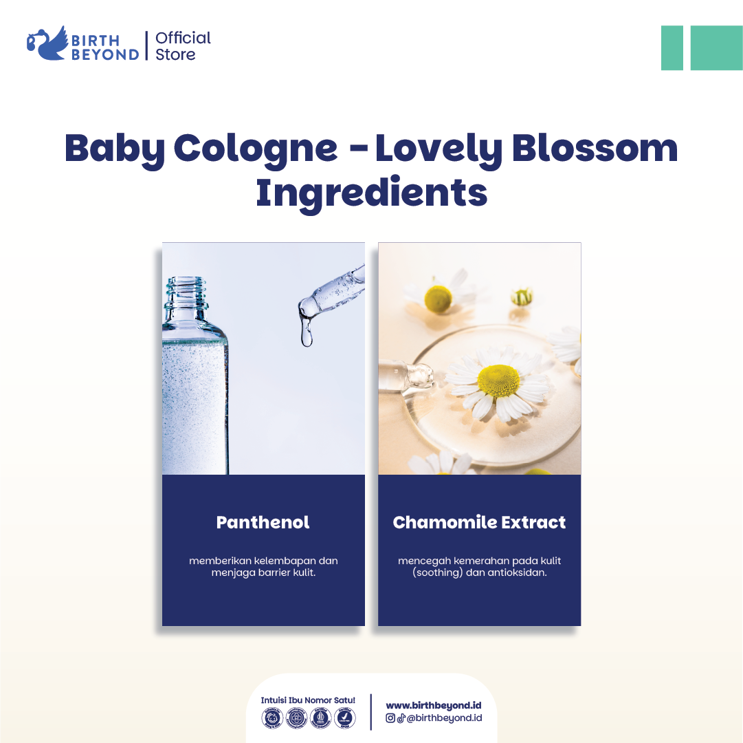 Birth Beyond Cologne Lovely Blossom 100ml | Cologne Bayi Anak Penthanol B5, Chamomile Extract | Parfum Bayi Anak | 0% Alcohol | Tanpa Paraben | Non Toxic Formula