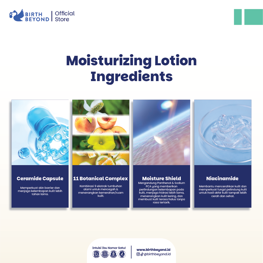 Birth Beyond Moisturizing Lotion 300ml - Pelembab Pencerah Wajah Badan Baby Newborn Anak Kulit Sensitif dengan Ceramide Capsules dari Korea | Non Toxic, Paraben, Alcohol