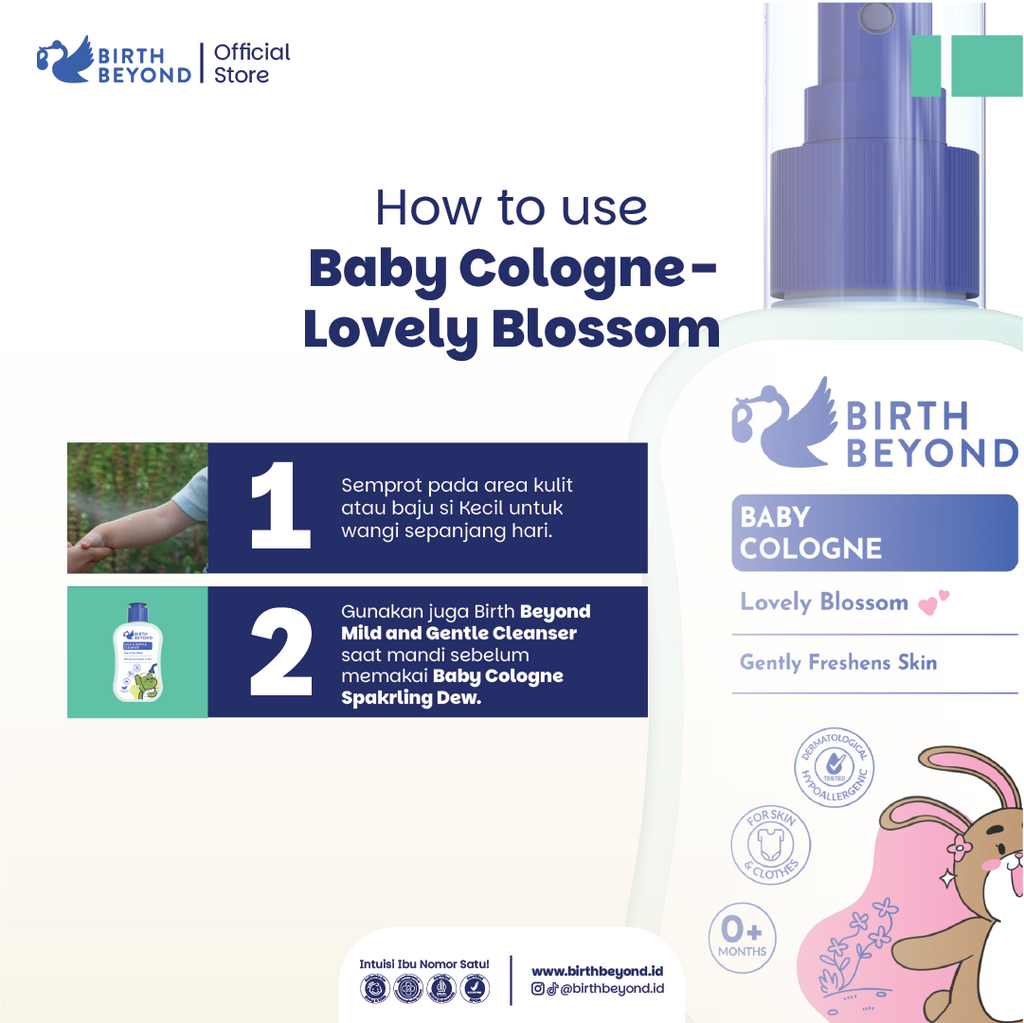 [BUY 1 GET 1] Birth Beyond Cologne Lovely Blossom 100ml | Cologne Bayi Anak Penthanol B5, Chamomile Extract | Parfum Bayi Anak | 0% Alcohol | Tanpa Paraben | Non Toxic Formula