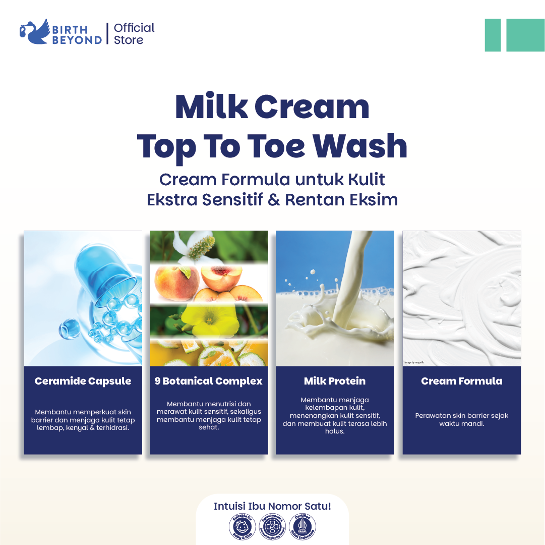 Birth Beyond Milk Cream Top To Toe Wash 100ml untuk Badan Kulit Sensitif