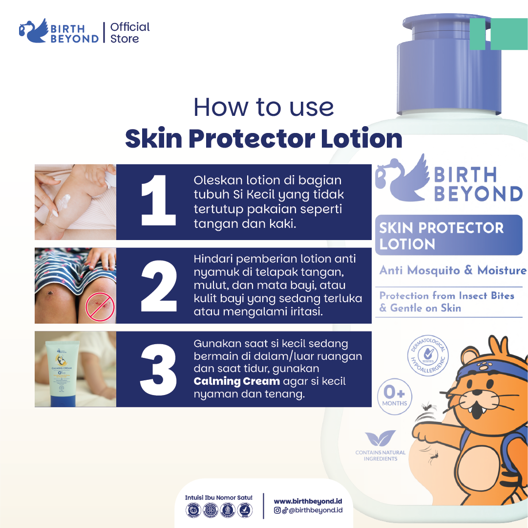 Birth Beyond - Skin Protector Lotion 100m | Lotion Anti Nyamuk Bayi Anak | 8 Jam Melindungi Kulit dari Gigitan Nyamuk dan Serangga | 6 Botanical Complex and Vitamin E