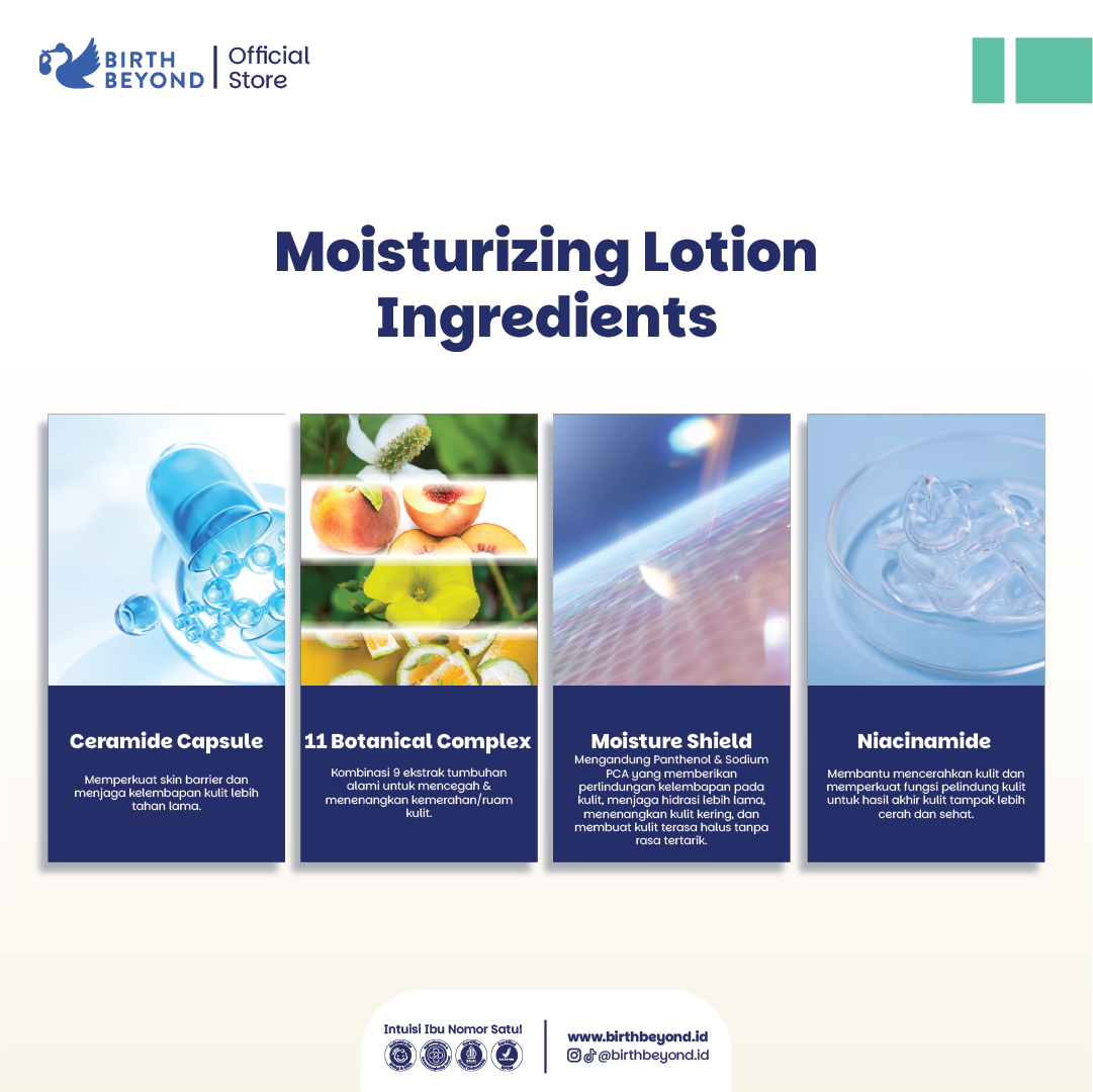 Birth Beyond Moisturizing Lotion 100ml - Pelembab Pencerah Wajah Badan Baby Newborn Anak Kulit Sensitif dengan Ceramide Capsules dari Korea | Non Toxic, Paraben, Alcohol