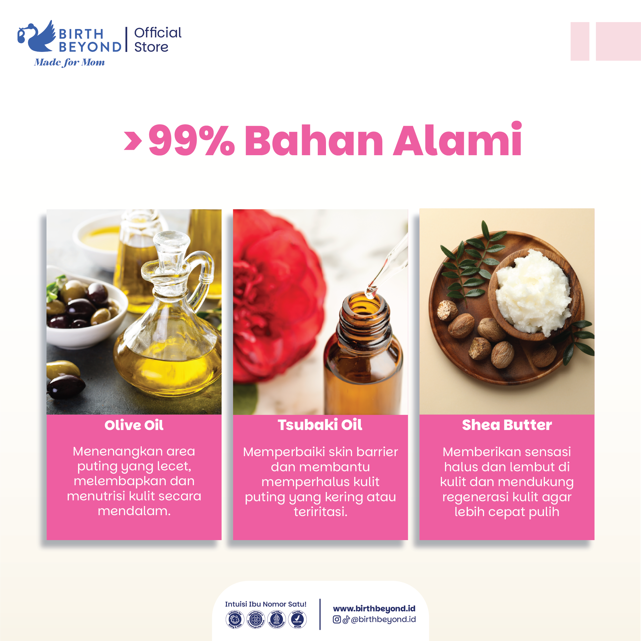 Birth Beyond Soothes & Protects Nipple Cream – Krim Puting Ibu Menyusui untuk Menenangkan & Melembapkan Puting Lecet, Aman Tanpa Bilas, Multifungsi Bisa untuk Pumping, Lip & Hand Care dengan Olive Oil, Tsubaki Oil & Shea Butter