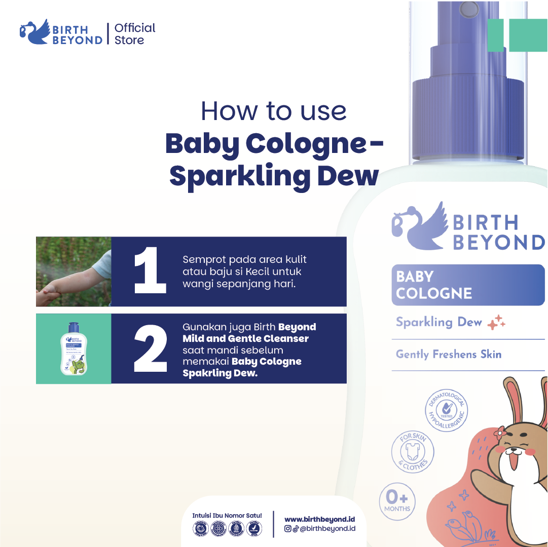 Birth Beyond Cologne Sparkling Dew 100ml - Cologne Parfume Bayi Anak dengan Penthanol B5, Chamomile Extract, 0% Alcohol, Non Toxic Formula, Non Paraben