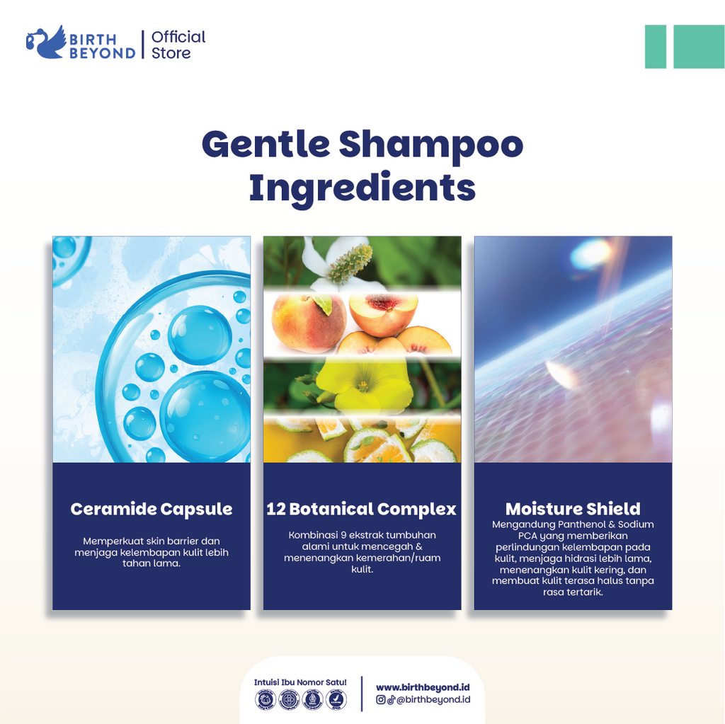 [BUY 1 GET 1] Birth Beyond - Gentle Shampoo 100ml | Shampoo Bayi Anak untuk Kulit Kepala Sensitif | Dengan Ceramide Capsules dari Korea | No SLS/SLES, Paraben, Alcohol | Membersihkan dan Menebalkan Rambut