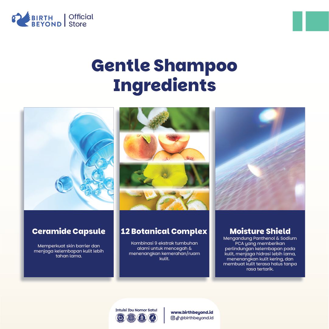 Birth Beyond Gentle Shampoo Bayi 300ml | Shampoo Bayi Anak untuk Kulit Kepala Sensitif dengan Ceramide Capsules dari Korea | Tanpa SLS/SLES, Paraben, Alcohol | Membersihkan dan Menebalkan Rambut