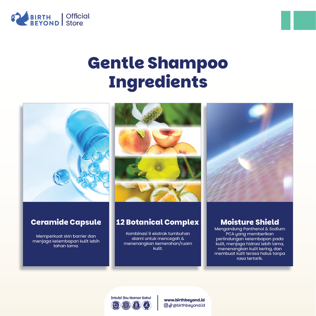 [BUY 1 GET 1] Birth Beyond Gentle Shampoo Bayi 300ml | Shampoo Bayi Anak untuk Kulit Kepala Sensitif dengan Ceramide Capsules dari Korea | Tanpa SLS/SLES, Paraben, Alcohol | Membersihkan dan Menebalkan Rambut