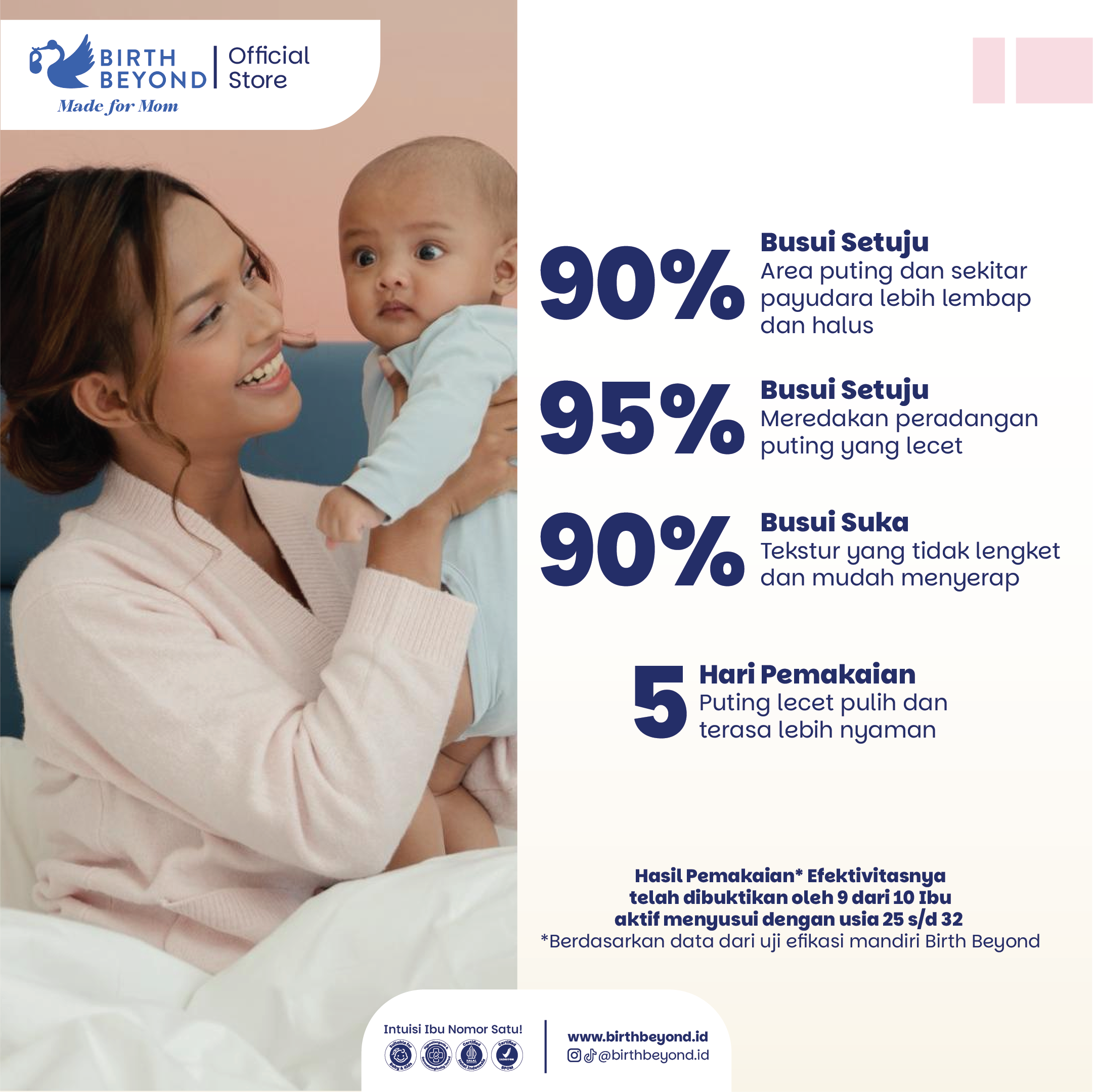 Birth Beyond Soothes & Protects Nipple Cream – Krim Puting Ibu Menyusui untuk Menenangkan & Melembapkan Puting Lecet, Aman Tanpa Bilas, Multifungsi Bisa untuk Pumping, Lip & Hand Care dengan Olive Oil, Tsubaki Oil & Shea Butter