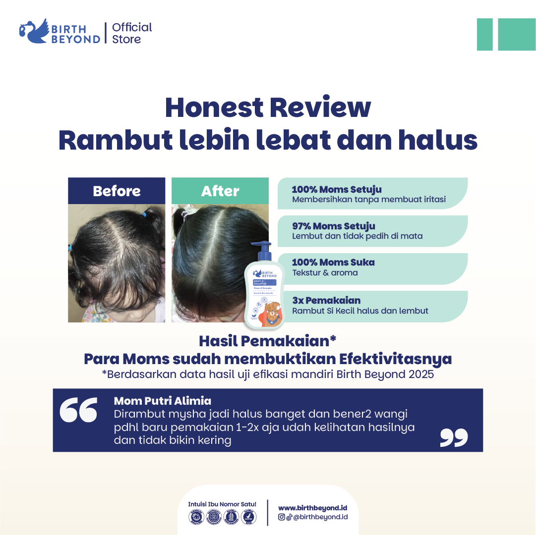 Birth Beyond Gentle Shampoo Bayi 300ml | Shampoo Bayi Anak untuk Kulit Kepala Sensitif dengan Ceramide Capsules dari Korea | Tanpa SLS/SLES, Paraben, Alcohol | Membersihkan dan Menebalkan Rambut