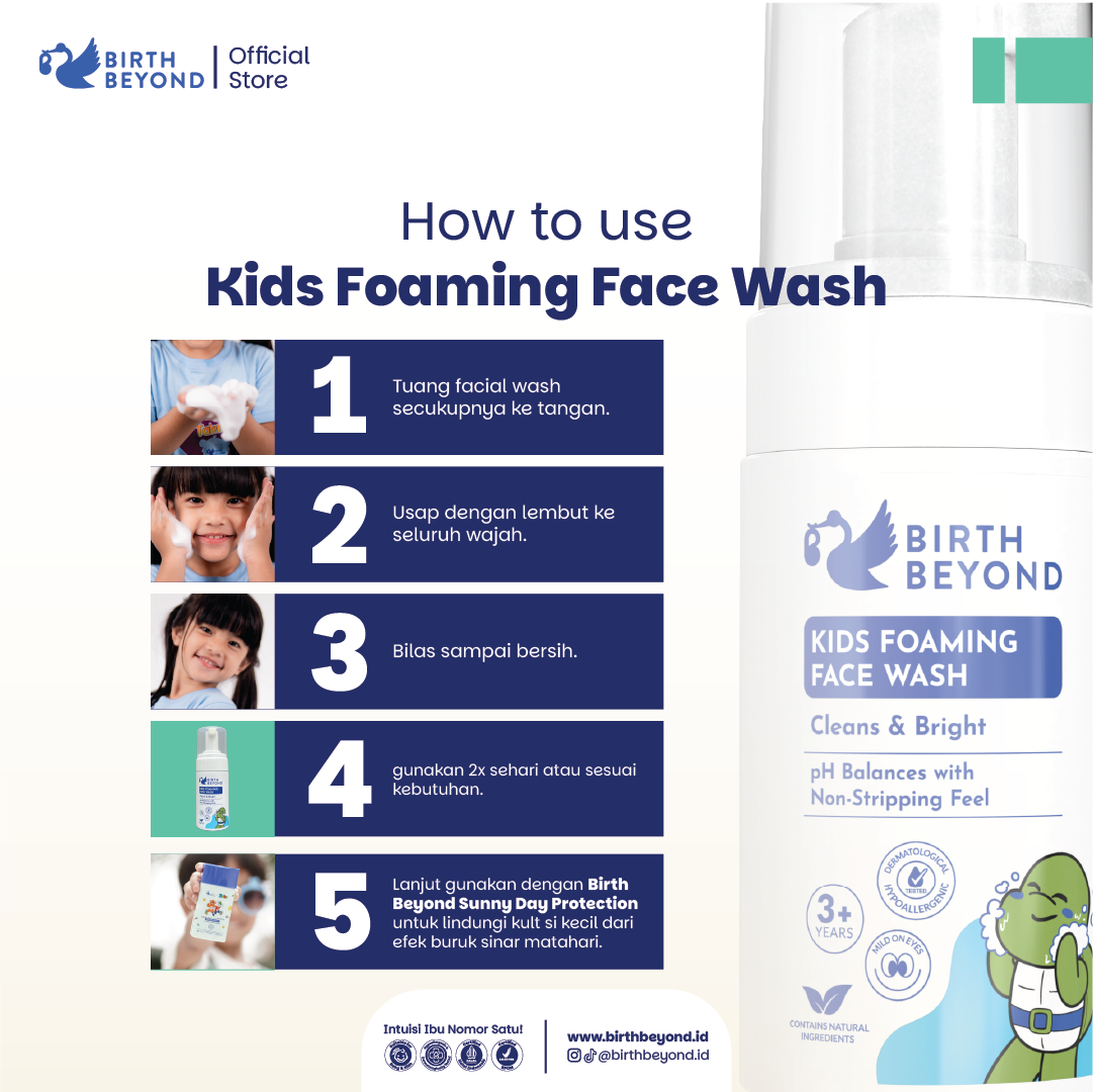 Birth Beyond - Kids Foaming Face Wash 100ml | Sabun Muka Anak Kulit Sensitif | Dengan Ceramide Capsules dan Niacinamide | No SLS/SLES, Paraben, Alcohol | Membersihkan dan Mencerahkan | Tanpa Pedih di Mata