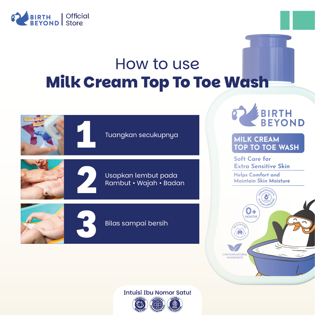 Birth Beyond Milk Cream Top To Toe Wash 100ml untuk Badan Kulit Sensitif