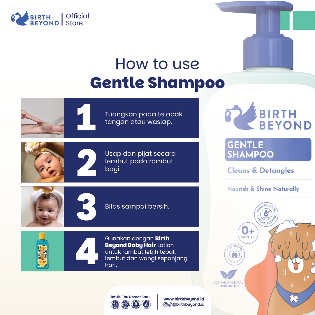 Birth Beyond Gentle Shampoo Bayi 300ml | Shampoo Bayi Anak untuk Kulit Kepala Sensitif dengan Ceramide Capsules dari Korea | Tanpa SLS/SLES, Paraben, Alcohol | Membersihkan dan Menebalkan Rambut