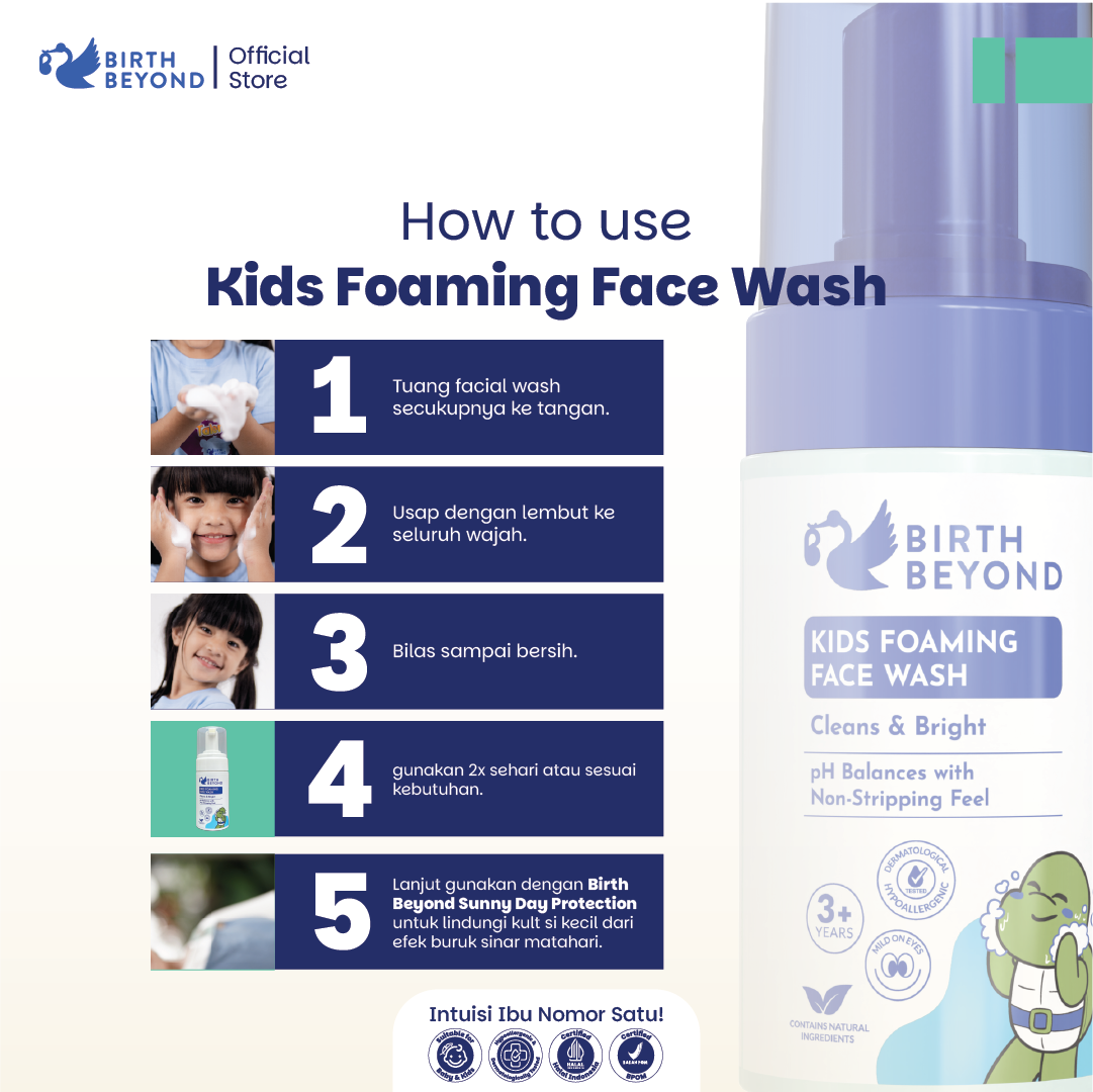 [BUY 1 GET 1] Birth Beyond - Kids Foaming Face Wash 100ml | Sabun Muka Anak Kulit Sensitif | Dengan Ceramide Capsules dan Niacinamide | No SLS/SLES, Paraben, Alcohol | Membersihkan dan Mencerahkan | Tanpa Pedih di Mata