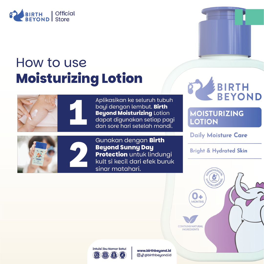 Birth Beyond Moisturizing Lotion 100ml - Pelembab Pencerah Wajah Badan Baby Newborn Anak Kulit Sensitif dengan Ceramide Capsules dari Korea | Non Toxic, Paraben, Alcohol