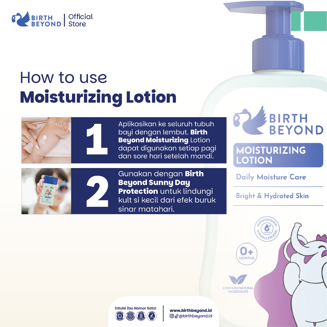 Birth Beyond Moisturizing Lotion 300ml - Pelembab Pencerah Wajah Badan Baby Newborn Anak Kulit Sensitif dengan Ceramide Capsules dari Korea | Non Toxic, Paraben, Alcohol