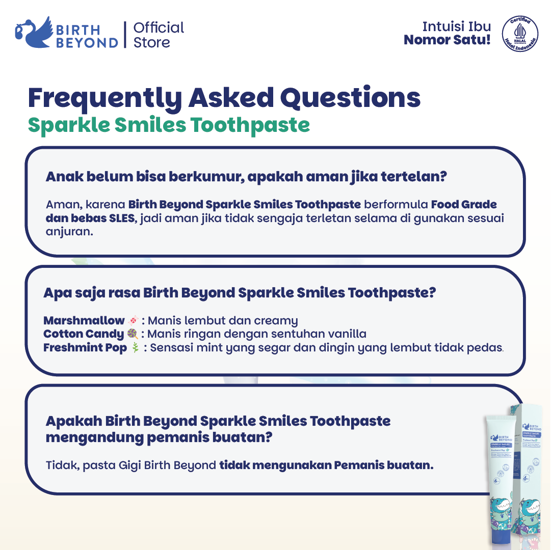 Birth Beyond Sparkle Smiles Toothpaste Freshmint Pop 50g untuk Anak 6Tahun+ Smartfluoride 1000 PPM