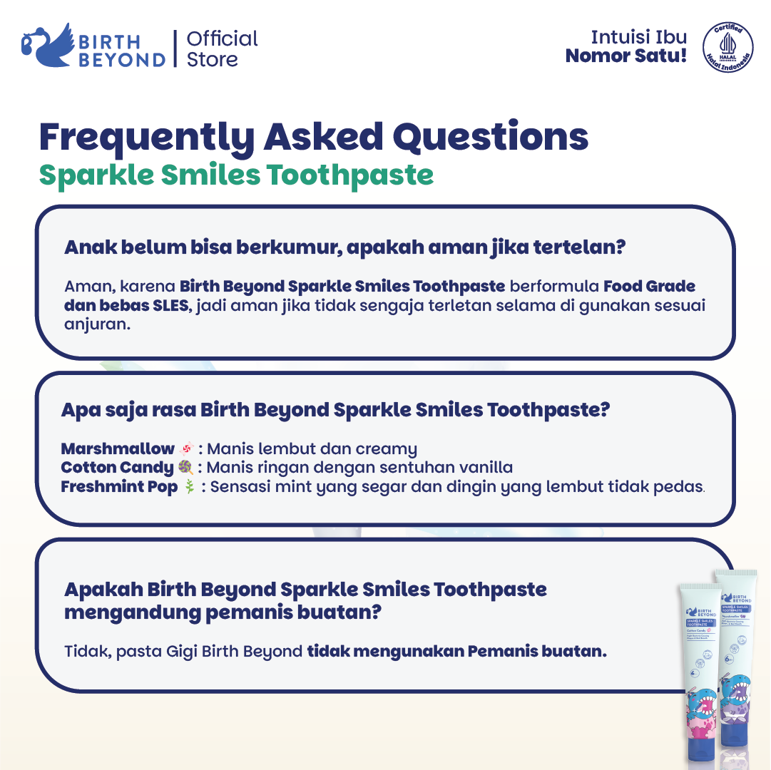 Birth Beyond Sparkle Smiles Toothpaste 50g – Pasta Gigi Anak 6M+ Smartfluoride 500 PPM