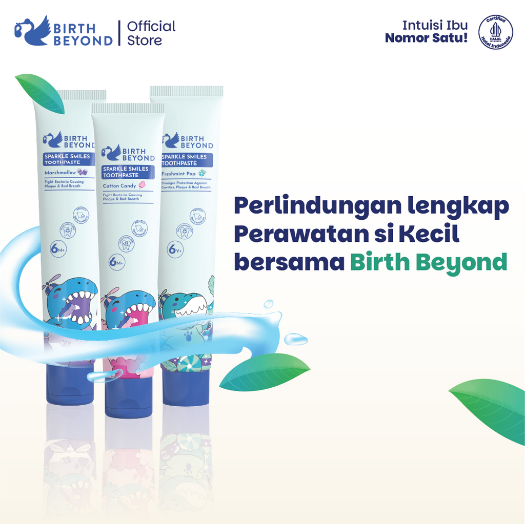 Birth Beyond Sparkle Smiles Toothpaste Freshmint Pop 50g untuk Anak 6Tahun+ Smartfluoride 1000 PPM