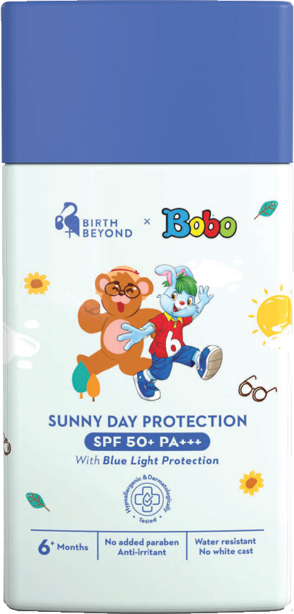 Birth Beyond X BOBO Sunny Day - Sunscreen Anak 50gr - SPF 50+ PA+++ dengan Niacinamide & Alpha Bisabolol untuk Melindungi & Mencerahkan Wajah